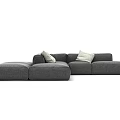 Modern Gray L shaped Sectional Sofa With Modular Design And Cushions 3d model