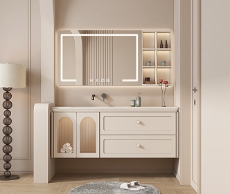 Cream Bathroom Cabinet French Bathroom Cabinet 3d model