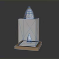 Traditional Ornate Lantern With Carved Hollow Patterns And Wooden Base