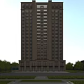 Modern High Rise Residential Building With Numerous Windows Ground Floor Entrance And Surrounding Green Trees