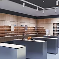 Modern Eyewear Store Interior With Display Counters And Eyeglass Frames On Shelves 3d model