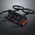 Intelligent Transport Drone With Four Propellers And Dark Orange Design Details