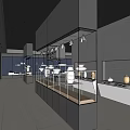 Modern Exhibition Hall Interior With Gray Walls Floor Display Cases And Ceramic Vases