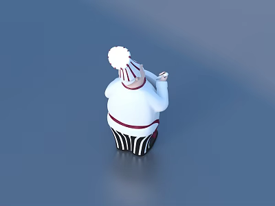 Essential Chef Kitchen Supplies With Striped Hat Uniform And Cooking Spoon 3d model