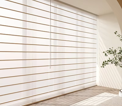 Modern White Venetian Blinds Covering Window In Bright Interior With Natural Light 3d model