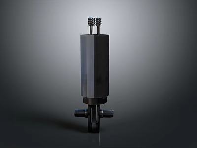 Industrial Mechanical Component Metal Cylinder With Top Connectors And Bottom Ports 3d model