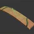 Traditional Chinese Zither Musical Instrument with Handcrafted Wooden Body and Red Decorative Strings