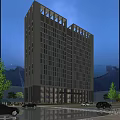 Modern Hotel Building Exterior Design With Glass Curtain Wall And Linear Structure
