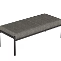 Modern Gray Upholstered Sofa Bench With Metal Frame And Sturdy Legs 3d model
