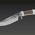 Vintage Weapon Knife With Silver Blade Engraved VALHALLA Wooden Handle Metal Wrapped And Ring