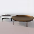 Elegant Modern Coffee Tables Featuring Brown Round And Silver Oval Shapes 3d model