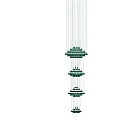 Modern Multi Tier Chandelier With Green Decorations And White Hanging Strings 3d model