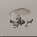 Stylish Outdoor Chairs With Cantilever Umbrella And Fire Pit Table In Patio Seating Area