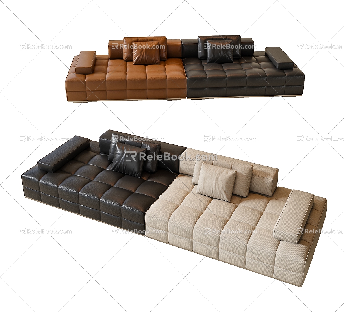 Modern Multiplayer Sofa Leather Sofa 3d model