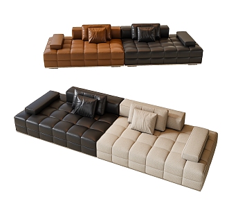 Modern Multiplayer Sofa Leather Sofa 3d model