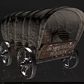 Vintage Wooden Wagon with Canvas Cover and Spoked Wheels Classic Design