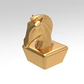 Golden Horse Head Decorative Ornament Set With Square Base And Classic Design