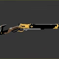 Futuristic Weapon with Yellow Black Brown Finish Modern Design Shiny Reflective Surface