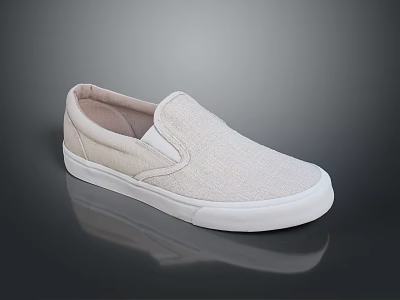 Beige Slip On Shoes With Woven Upper And White Sole Simple Design 3d model