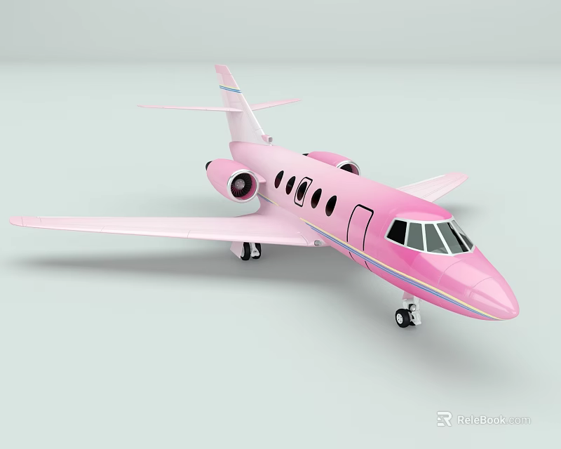 Pink Passenger Jet With Twin Engines Streamlined Fuselage Wings And Side Windows 3d model