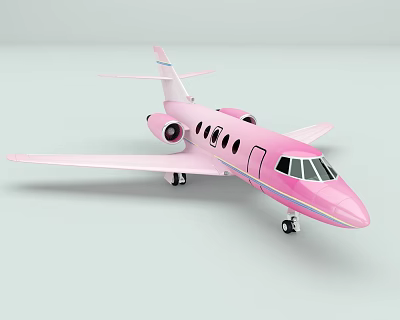 Pink Passenger Jet With Twin Engines Streamlined Fuselage Wings And Side Windows 3d model