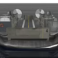 Hovercraft Number 4 With Pontoon Deck And Propeller Fans On Water Surface