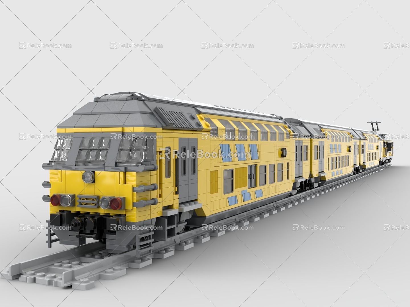 Lego LEGO Toys Yellow Train Light Rail Metro High Speed Rail EMU Urban Rail Train Rail Transit Tram 3d model