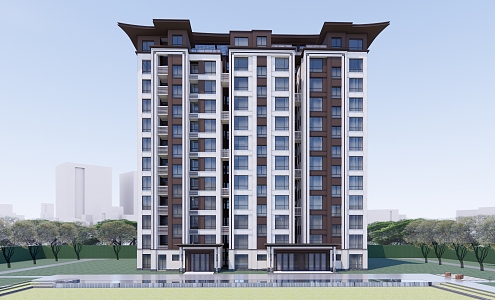 New Chinese-style Residential Building High-rise Residential Building 3d model