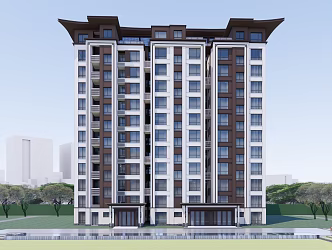 New Chinese-style Residential Building High-rise Residential Building 3d model