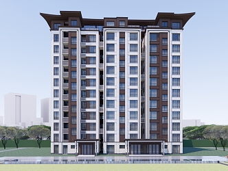 New Chinese-style Residential Building High-rise Residential Building 3d model