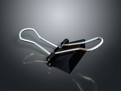 Black Binder Clip Office Supply With Sturdy Silver Metal Arms And Plastic Body 3d model