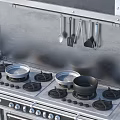 Modern Kitchen Interior Design With Cabinets Refrigerator Range Hood Cooktop And Sink
