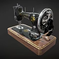 Antique Singer Sewing Machine with Old Wooden Base and Classic Design