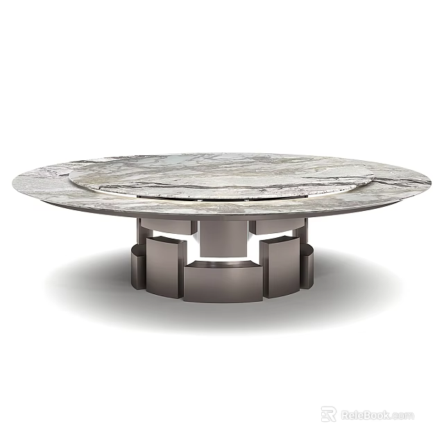 Round Coffee Table With Marble Surface And Modern Metal Base Design 3d model 