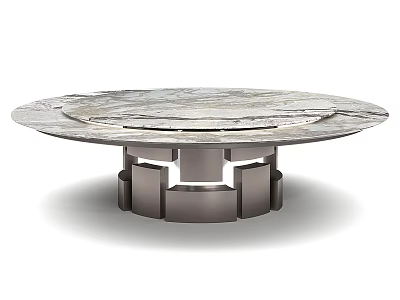 Round Coffee Table With Marble Surface And Modern Metal Base Design 3d model