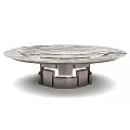 Round Coffee Table With Marble Surface And Modern Metal Base Design
