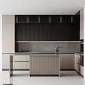 Sleek Modern Kitchen Appliances In Open Interior With Island Counter And Cabinets