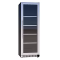 Modern Freestanding Wine Cooler With Glass Door And Multiple Stainless Steel Shelves