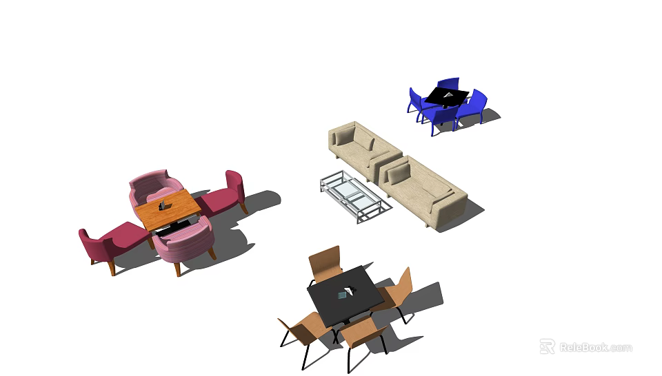 Modern Table and Chair Sets With Various Styles For Home Living Spaces 3d model 