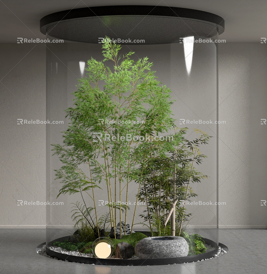 Indoor Bamboo Stone Plant Landscape 3d model