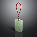 Elegant Green Jade Pendant Carving With Intricate Pattern And Red String