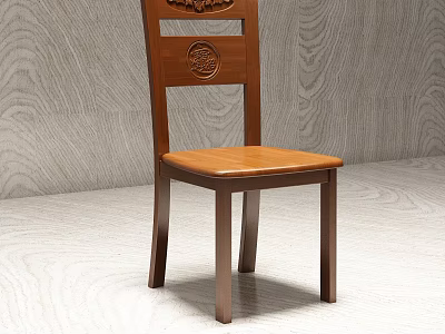 Wooden Dining Chair With Carved Backrest And Traditional Style For Home Dining Room 3d model