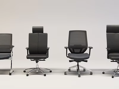 Different Design Office Chairs With High Back Mesh Leather And Swivel Wheels Base 3d model