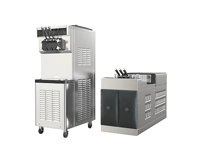 Modern Stainless Steel Commercial Equipment Featuring Ice Maker And Mobile Workstation For Kitchens 3d model