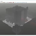 Futuristic 3D Geometric Structure With Metallic Design And Red Laser Beams