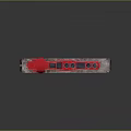 Red CP Rail Train Locomotive With American Flag And Number 8807 On Reflective Gray Background