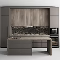 Modern Kitchen Interior Design With Wooden Cabinets Stone Backsplash Countertop And Appliances