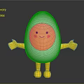 Cartoon Egg Character with Smiling Face Yellow Arms and Legs White Eggshell on Dark Background