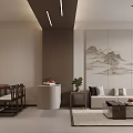 Modern Living and Dining Room Interior With TV Wall Coffee Table Fireplace And Area Rug