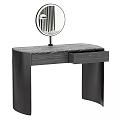 Modern Dressing Table With Marble Top Drawer And Round Mirror Design 3d model